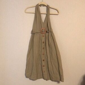 Khaki green halter dress